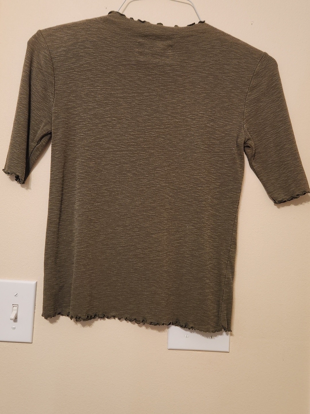 Olive Green Women’s Short Sleeve Ribbed To